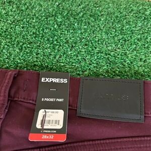 Express Chino 5 Pocket Pants Straight Leg Stretch Casual Burgundy Mens‎ 28x32"